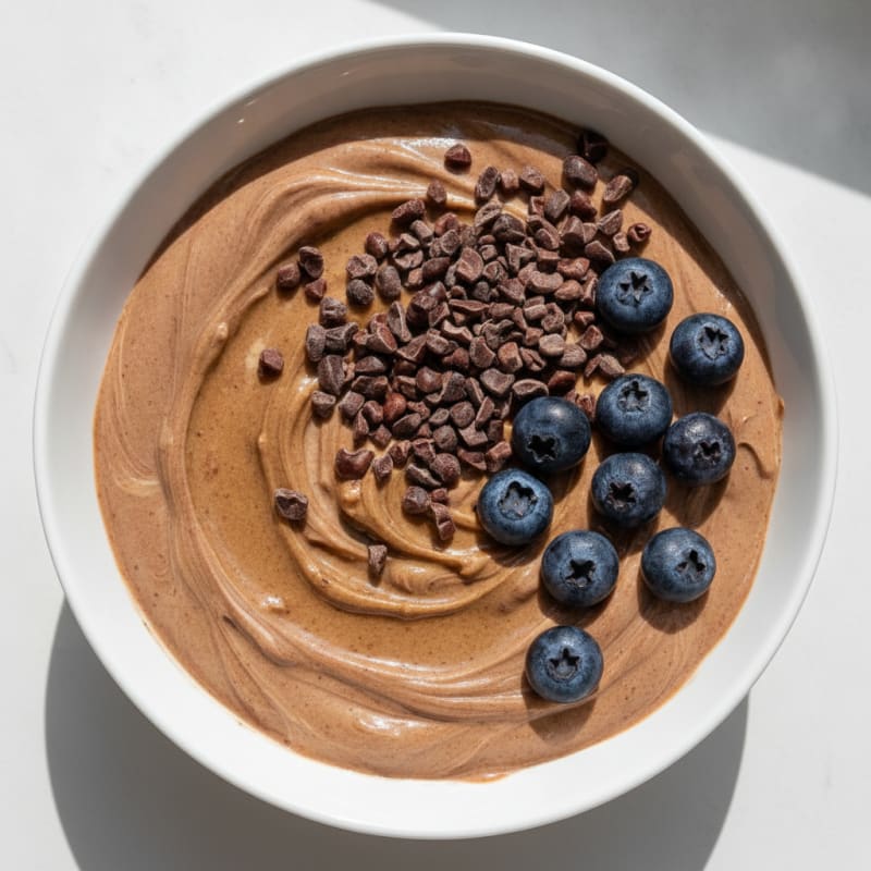 Silky Greek Yogurt with Chocolate Protein and Almond Butter Swirl