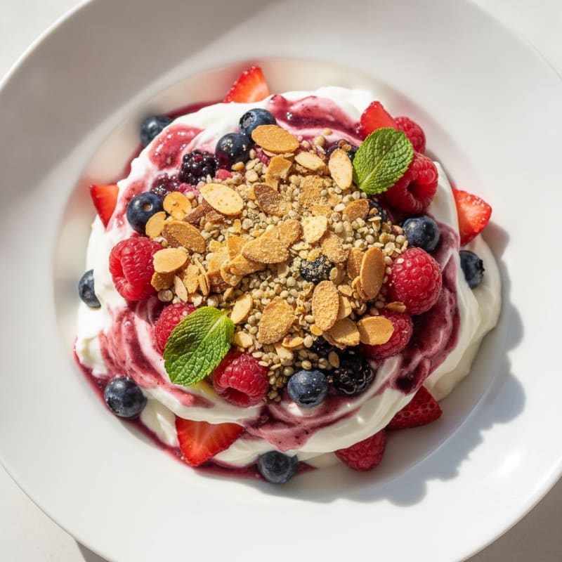 Greek Yogurt Protein Parfait with Mixed Berries