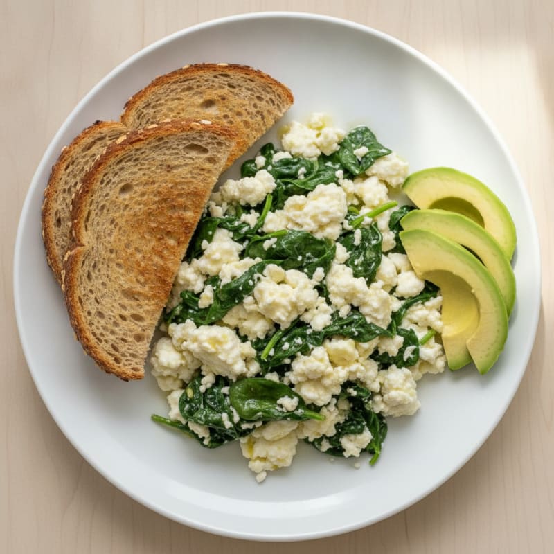 Egg White and Cottage Cheese Scramble with Spinach