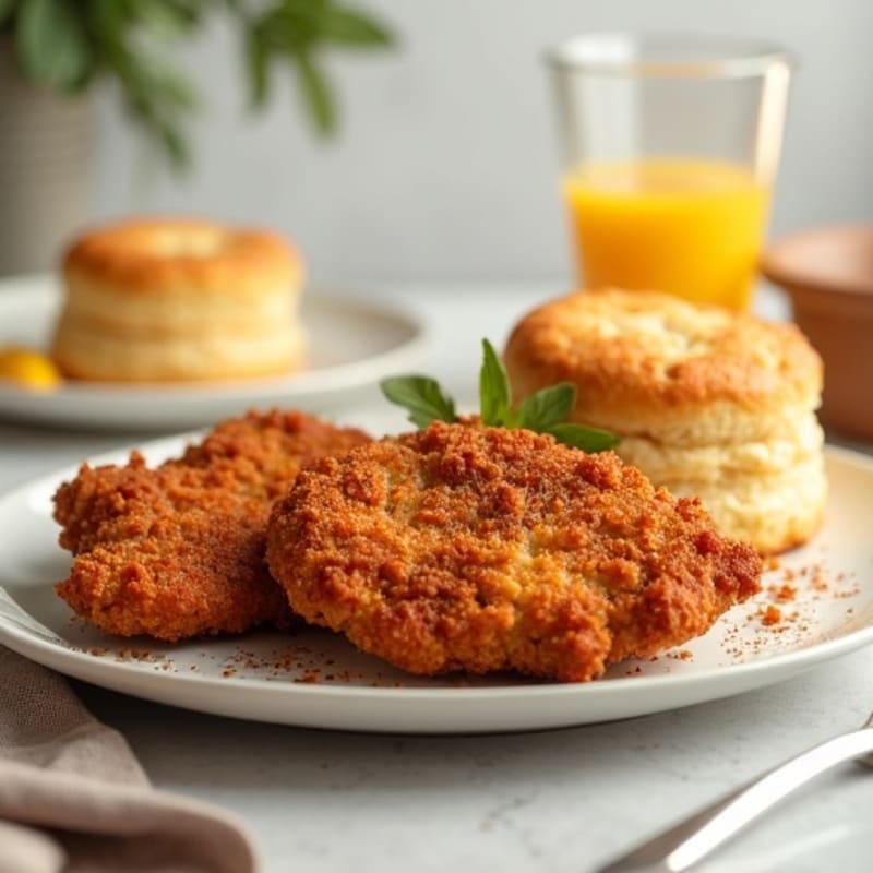 Crispy Oven-Fried Chicken with Fluffy Almond Flour Biscuits
