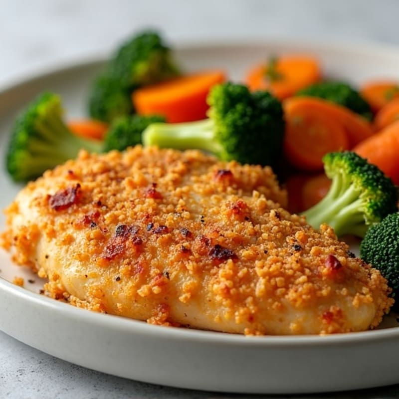 Crispy Baked Buttermilk Chicken with Roasted Vegetables