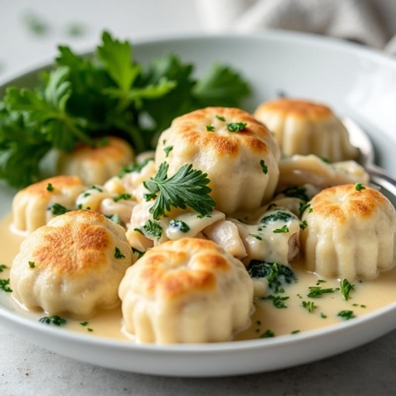Healthy Creamy Chicken with Fluffy Dumplings