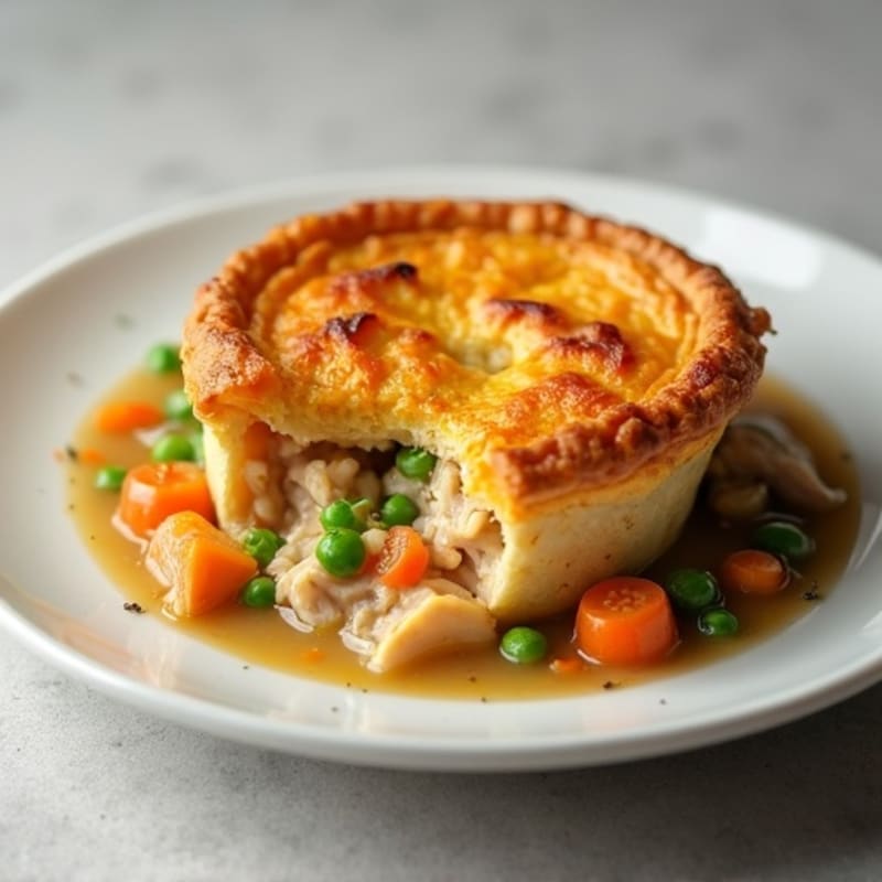 Hearty Chicken and Vegetable Pot Pie with Crispy Sweet Potato Topping