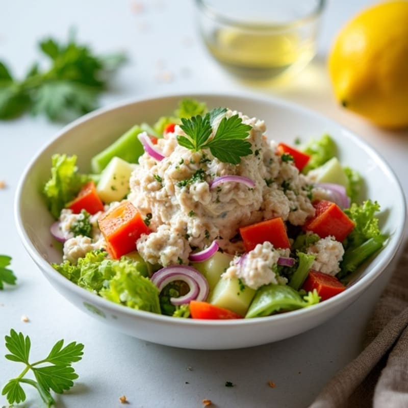 Creamy Greek Yogurt Tuna Salad with Fresh Herbs and Crunchy Veggies