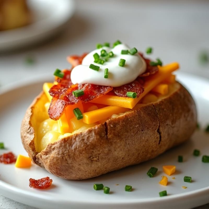 Loaded Baked Potatoes with Crispy Lean Bacon and Sharp Cheddar