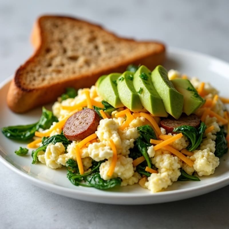 Egg White Scramble with Spinach and Turkey Sausage