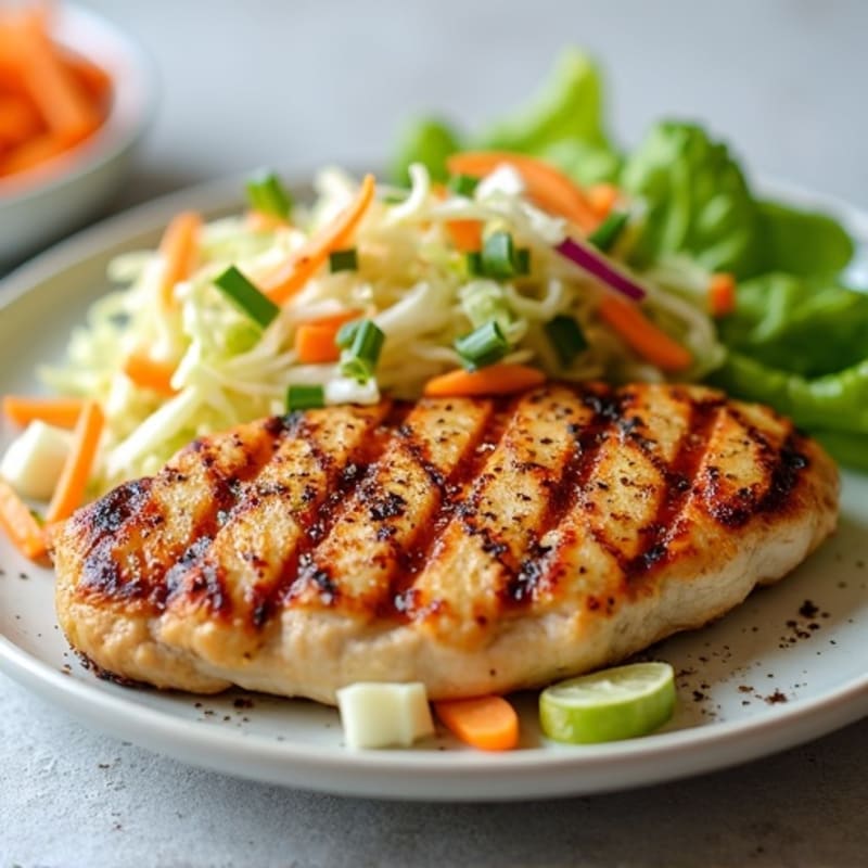 Grilled Chicken Breast with Crunchy Cabbage Slaw