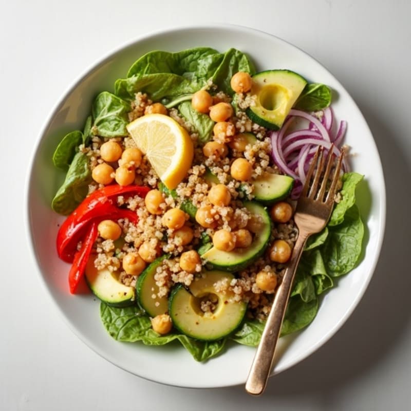 Chickpea and Quinoa Salad with Roasted Vegetables
