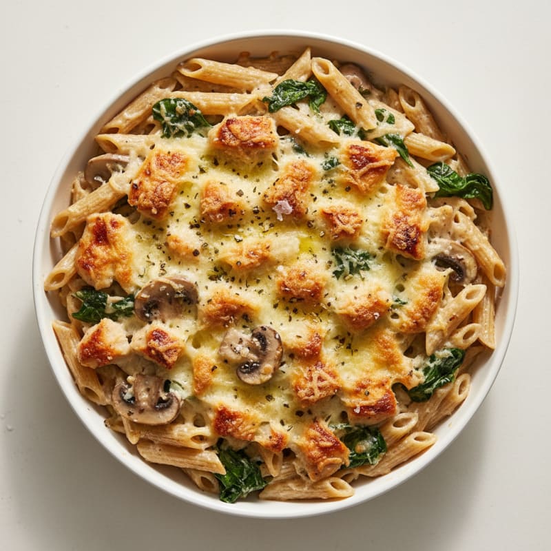 Creamy Garlic Chicken Pasta Bake