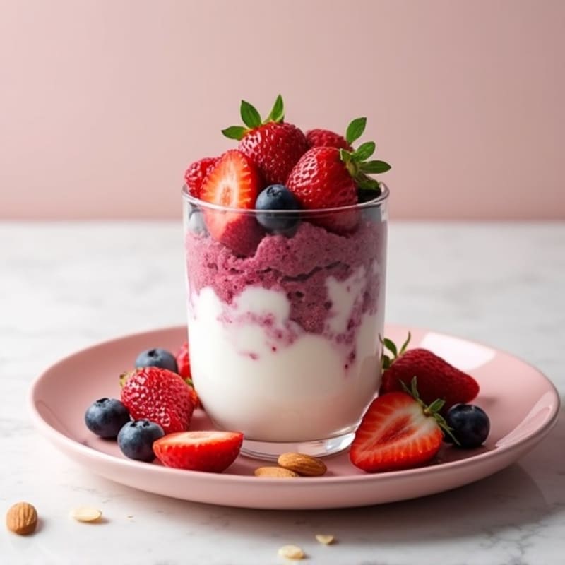 Greek Yogurt Protein Parfait with Mixed Berries and Almonds