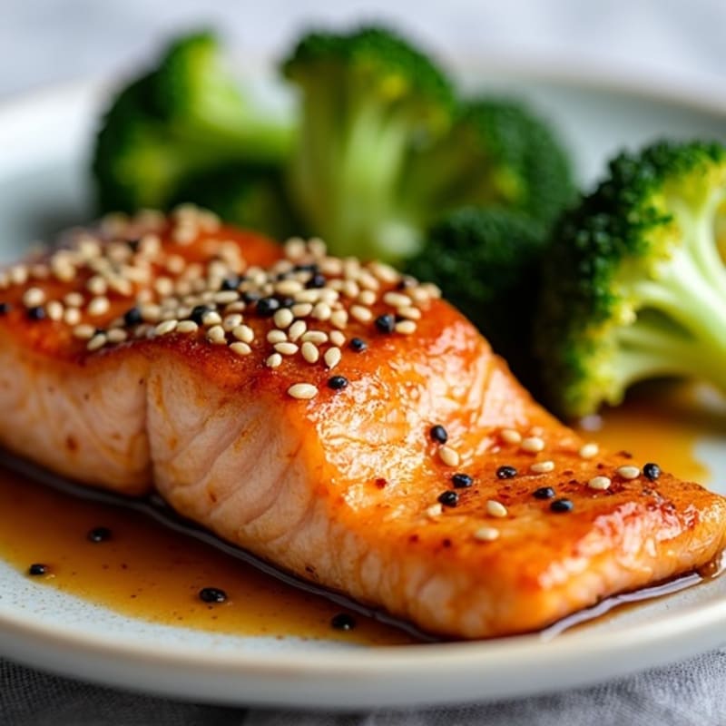 Ginger-Sesame Glazed Salmon with Roasted Broccoli