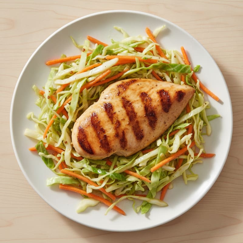 Grilled Chicken Breast with Crunchy Cabbage Slaw