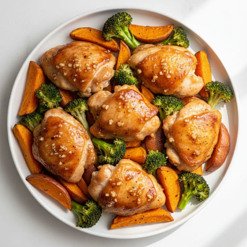Sheet Pan Honey-Garlic Chicken and Sweet Potatoes