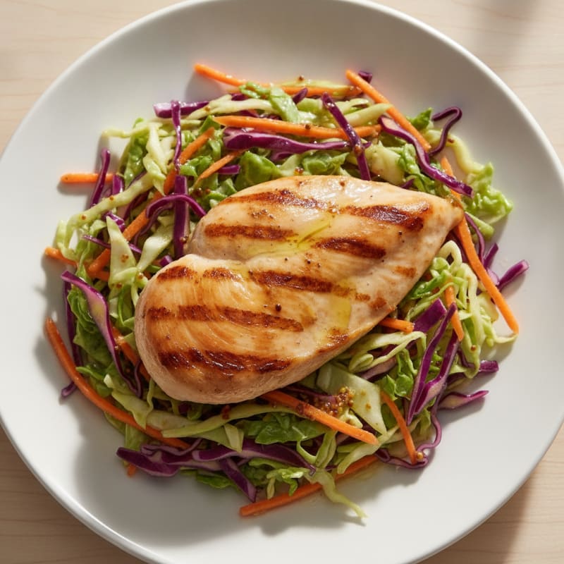 Grilled Chicken Breast with Crunchy Cabbage Slaw