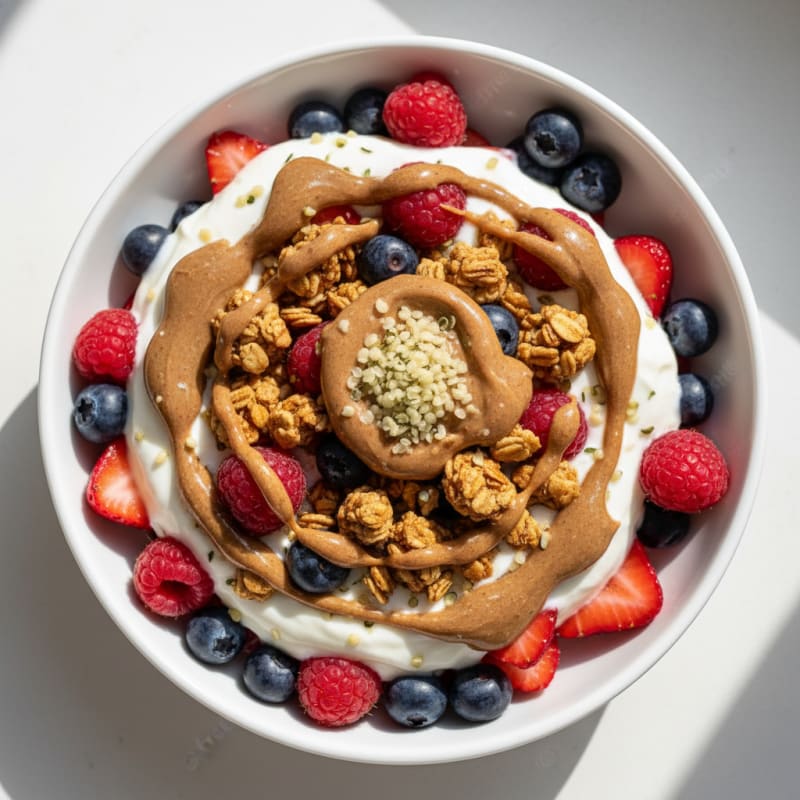 Creamy Greek Yogurt Parfait with Mixed Berries and Almond Butter