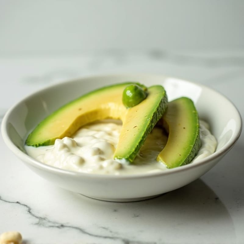 Creamy Protein Yogurt with Sliced Avocado