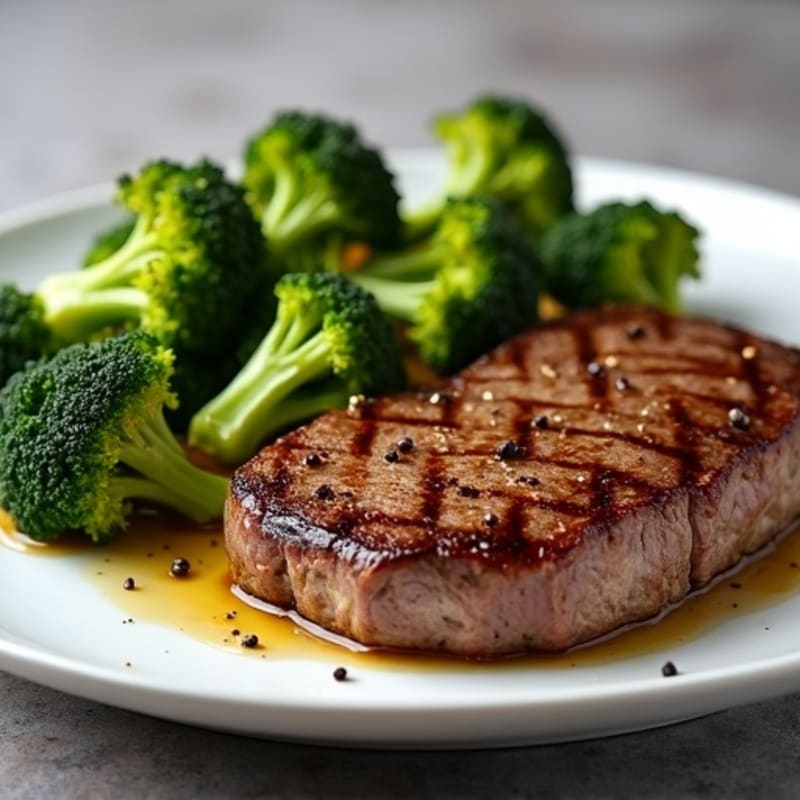 Seared Sirloin Steak with Roasted Broccoli