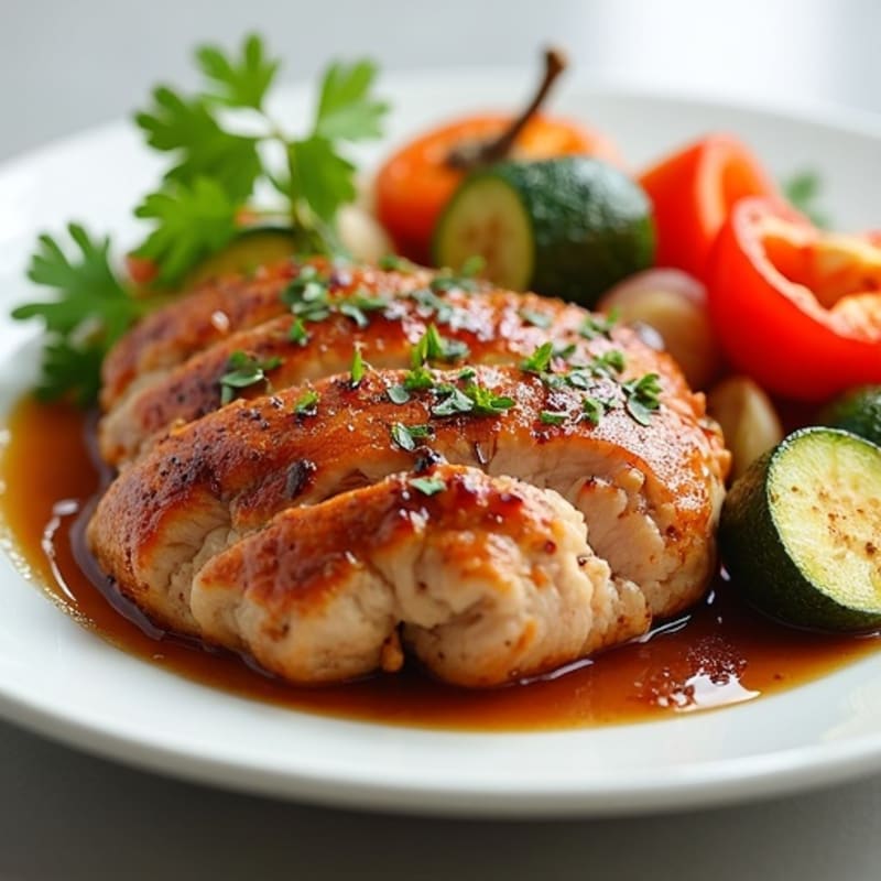 Tender Honey-Garlic Glazed Roasted Pork with Roasted Vegetables