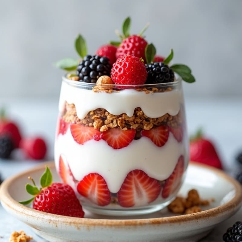 Greek Yogurt Protein Parfait with Mixed Berries