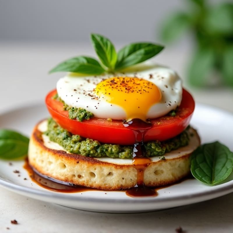Fresh Basil-Pesto Tomato Mozzarella Stack