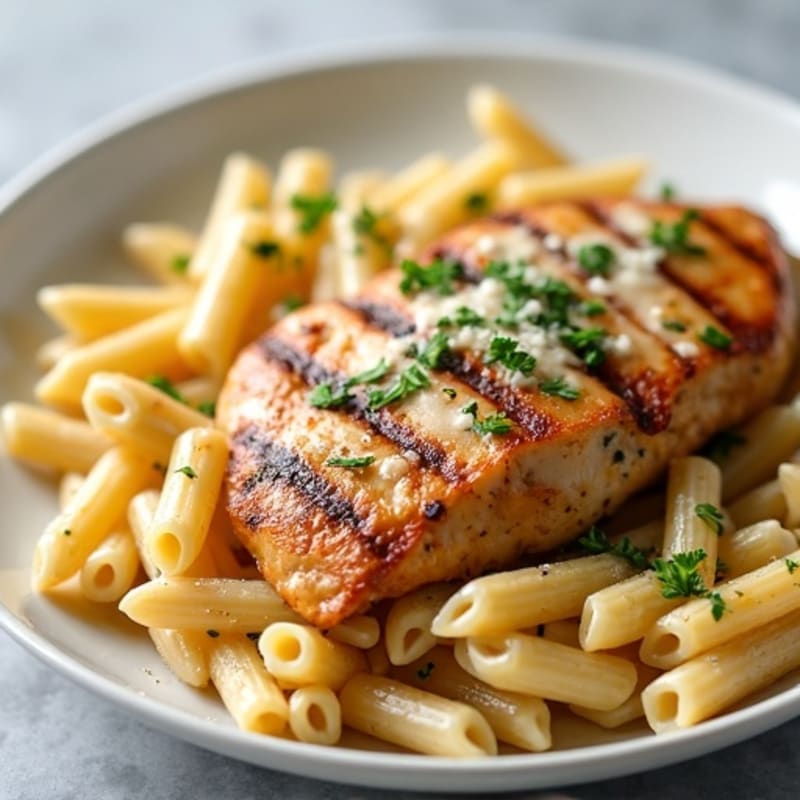 Chicken with Creamy Garlic Parmesan Whole Wheat Pasta