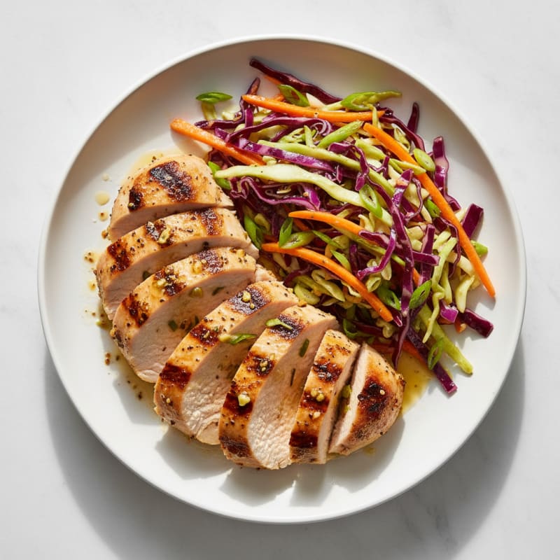 Grilled Turkey Breast with Crunchy Cabbage Slaw