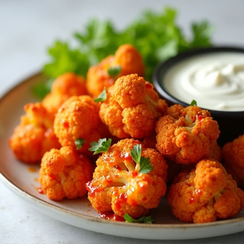 Crispy Buffalo Roasted Cauliflower Bites