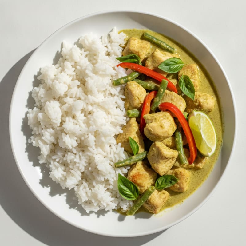 Green Curry Chicken with Coconut Rice