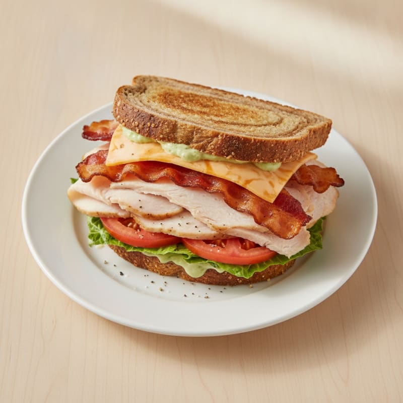 Turkey BLT with Marble Cheese on Rye