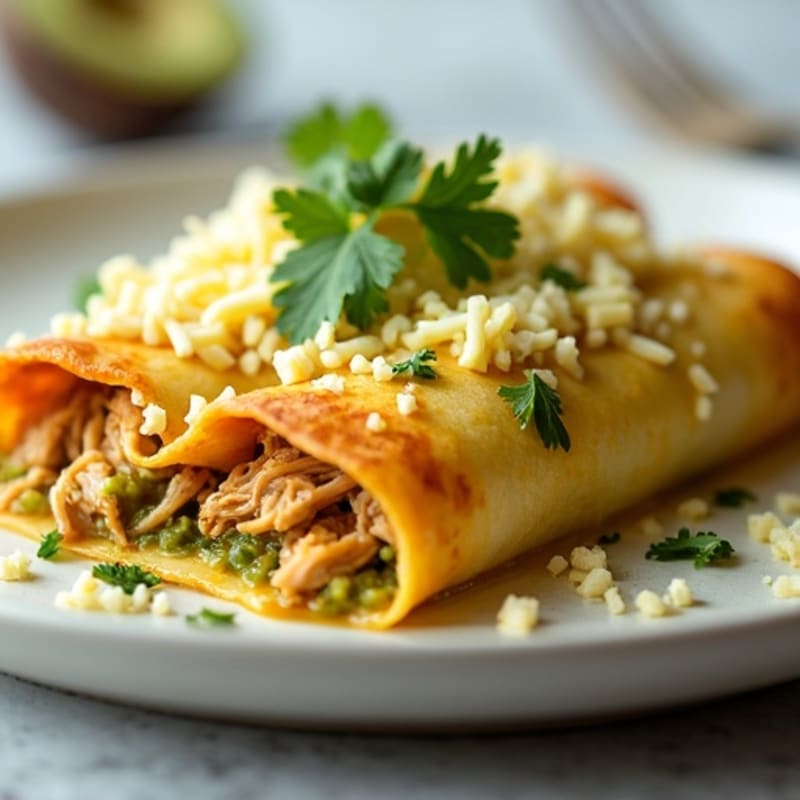 Salsa Verde Shredded Chicken Enchiladas