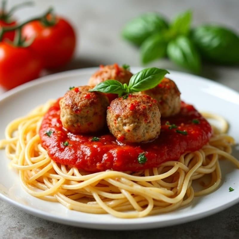 Lean Turkey Meatballs with Whole Wheat Spaghetti and Fresh Tomato Sauce