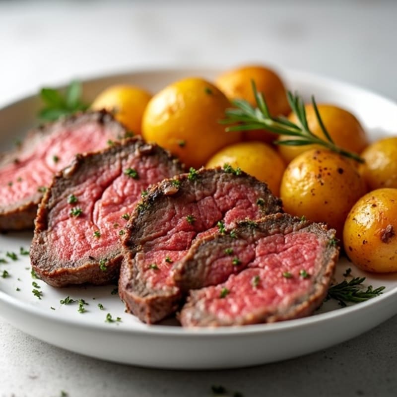 Garlic Herb Roasted Beef with Crispy Potatoes