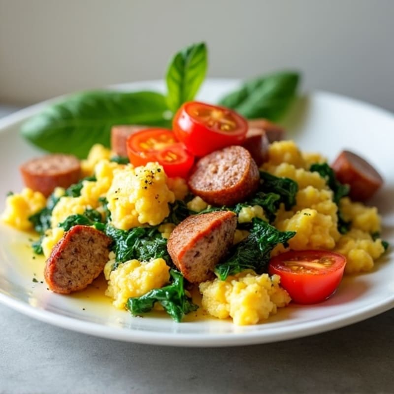 Egg White and Turkey Sausage Scramble with Spinach