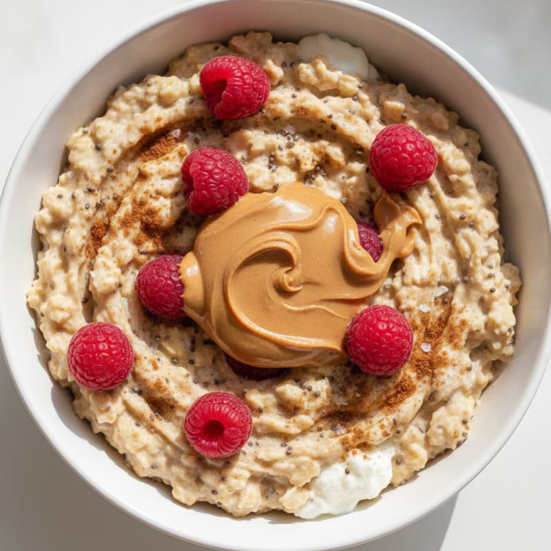 Peanut Butter Chia Oats with Berries