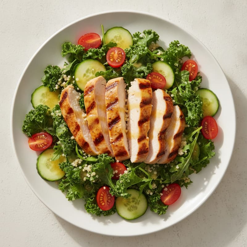 Grilled Turkey Breast Salad with Mixed Greens and Quinoa