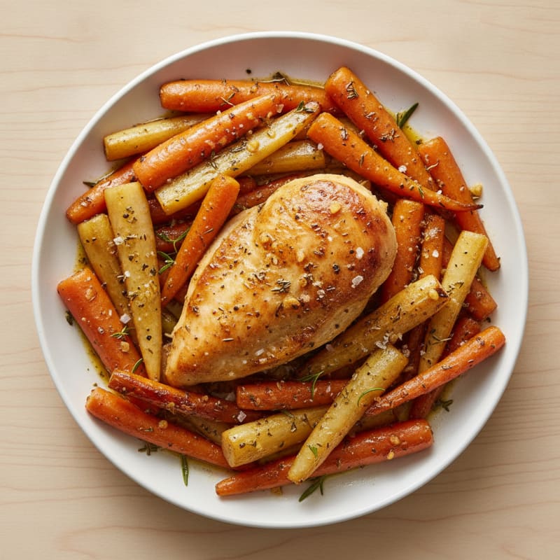 Garlic Herb Roasted Chicken with Root Vegetables