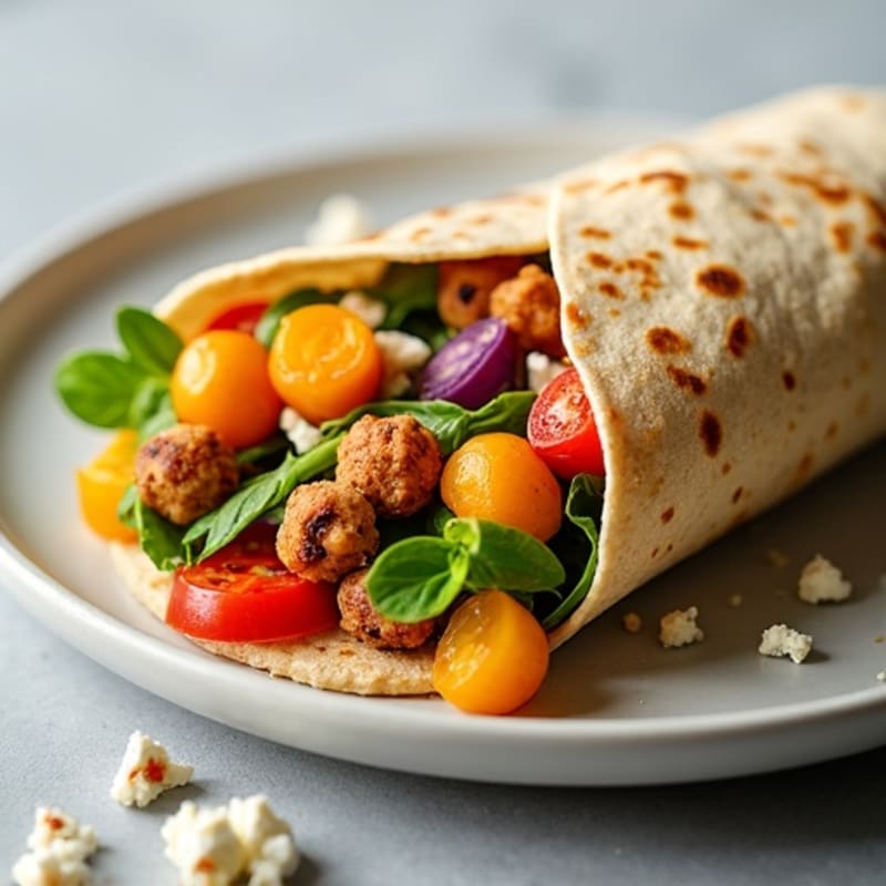 Crispy Roasted Chickpea and Fresh Vegetable Hummus Wrap