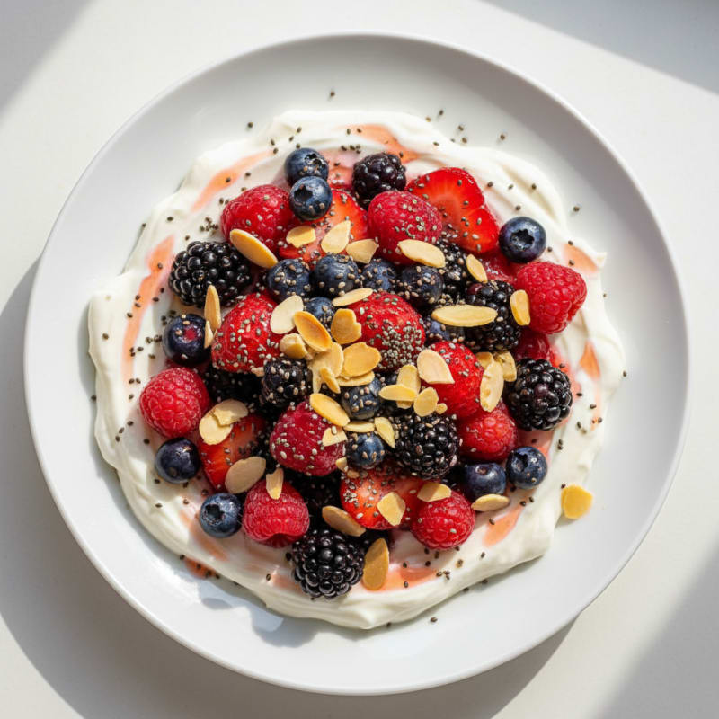 Greek Yogurt Protein Pudding with Mixed Berries