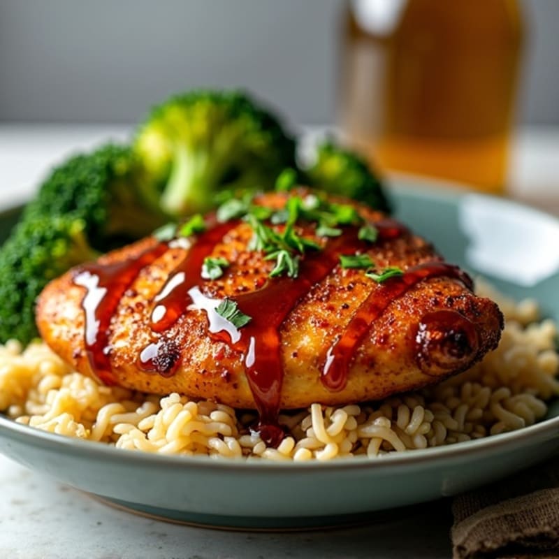 Crispy Pan-Seared Teriyaki Chicken with Roasted Broccoli