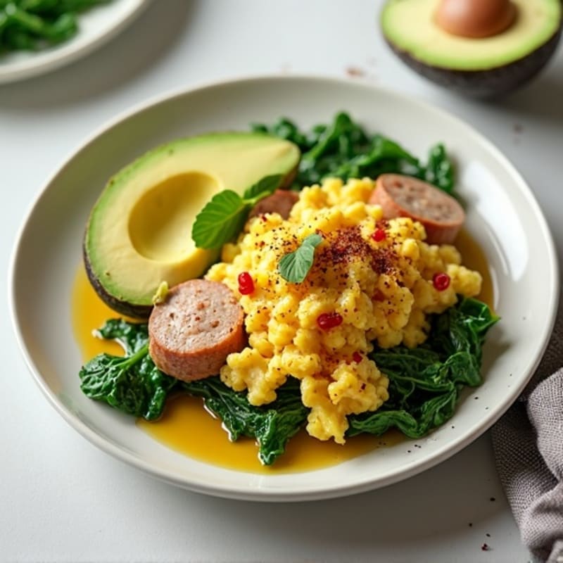 Egg White and Turkey Sausage Scramble with Spinach