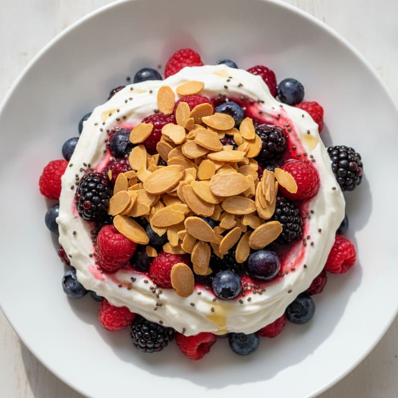 Greek Yogurt Protein Parfait with Mixed Berries