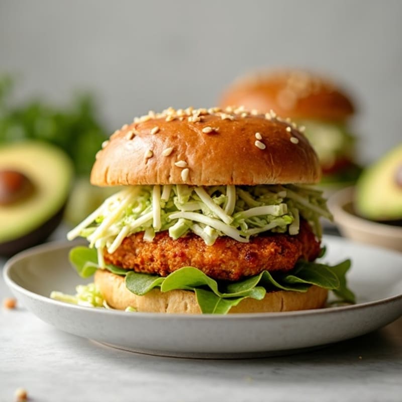 Crispy Air-Fried Chicken Breast Sandwich with Creamy Avocado Slaw