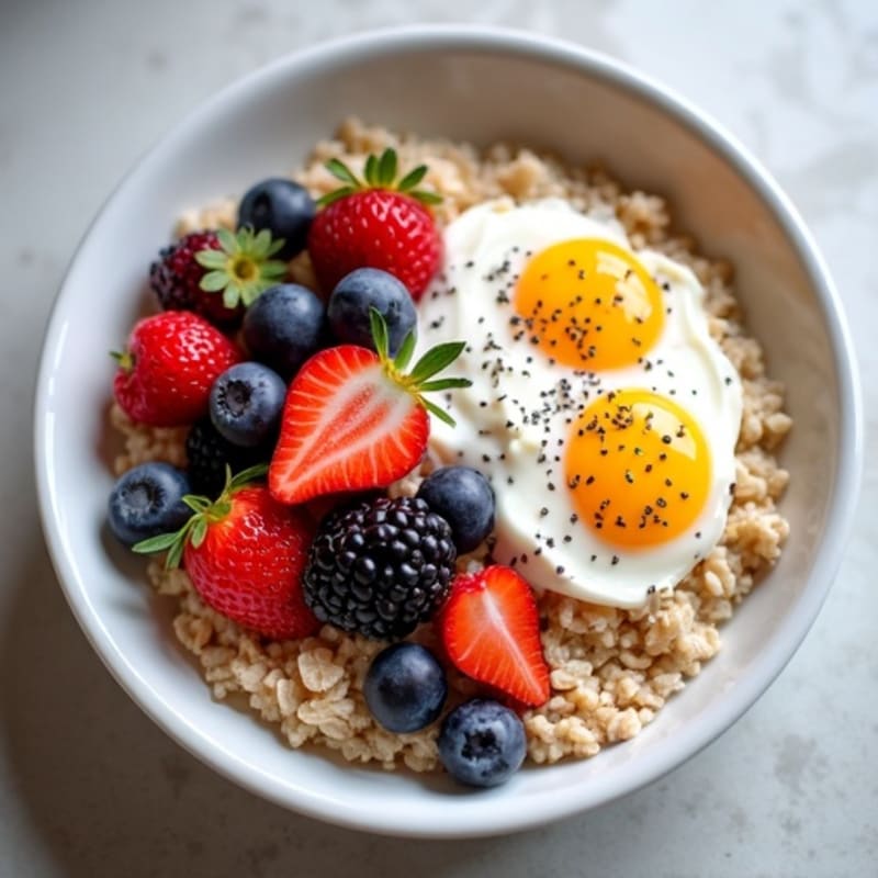 Egg White Oatmeal with Fresh Berries and Greek Yogurt