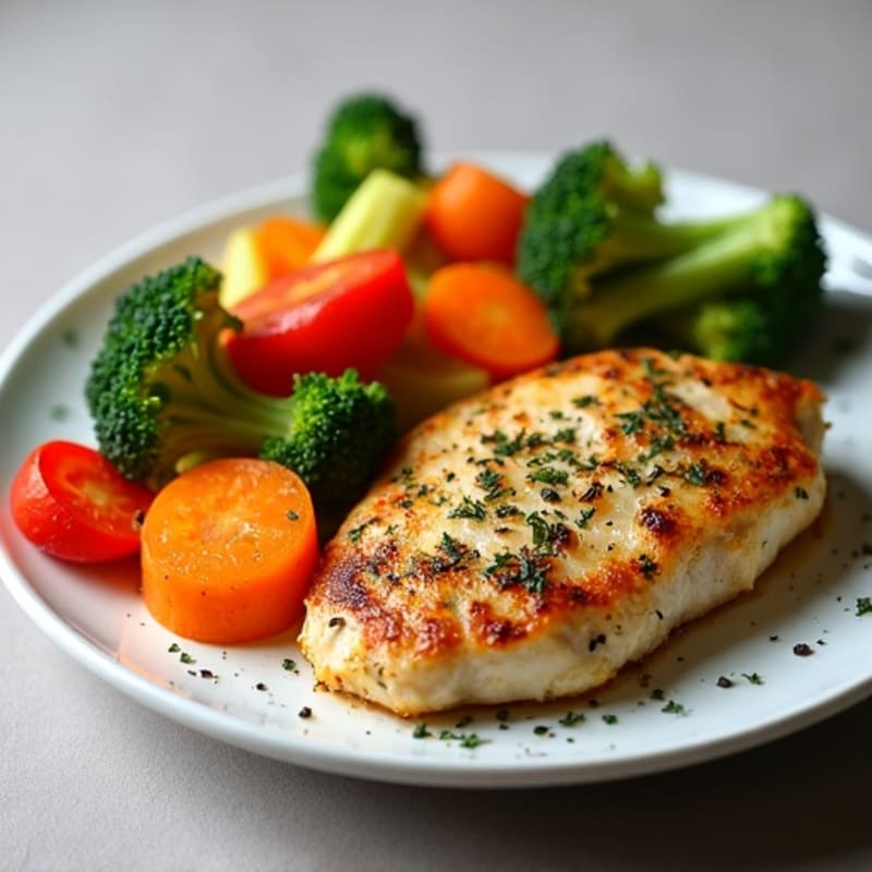 Herb-Crusted Pan Seared Chicken with Roasted Vegetables