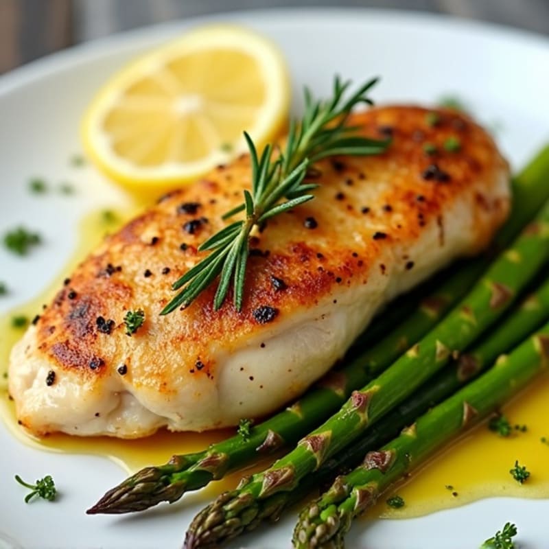 Lemon Herb Roasted Chicken with Crispy Asparagus