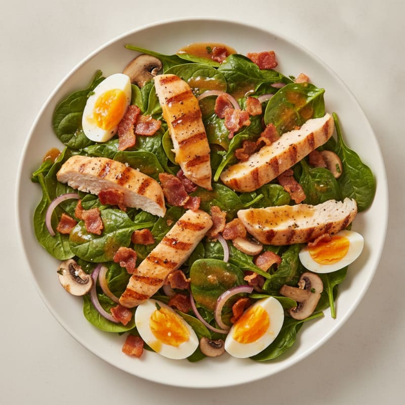 Spinach Salad with Warm Bacon Vinaigrette