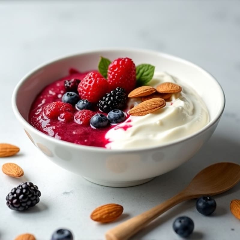 Greek Yogurt Protein Bowl with Mixed Berries and Almonds
