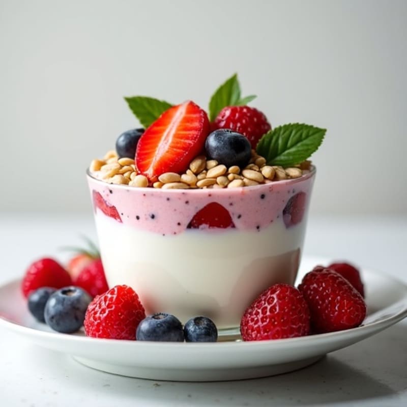Creamy Greek Yogurt Parfait with Fresh Berries and Sunflower Seeds