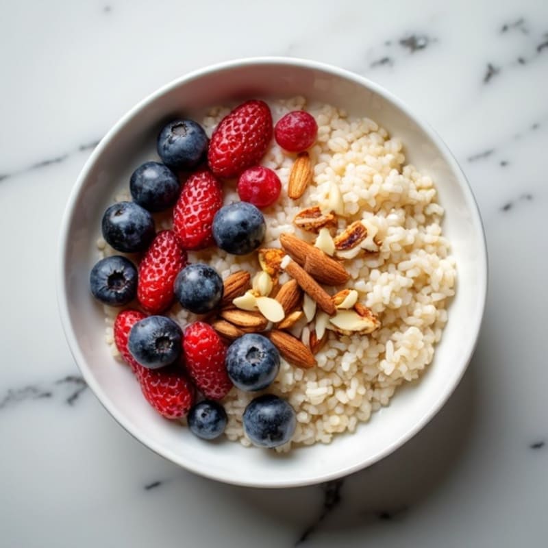 Creamy Protein Rice Porridge with Berries and Nuts