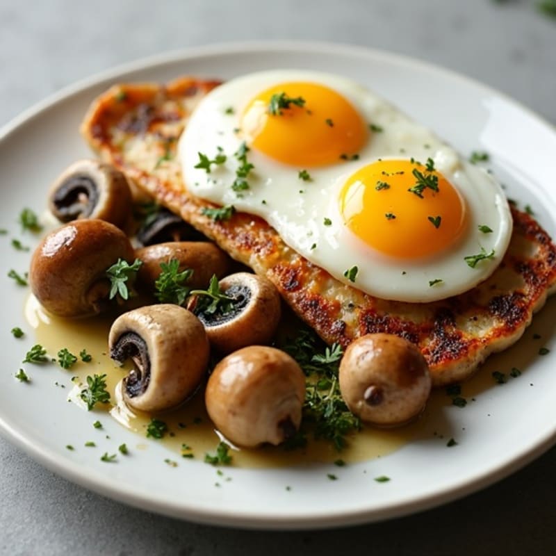 Herb-Roasted Garlic Butter Mushrooms with Chicken & Eggs